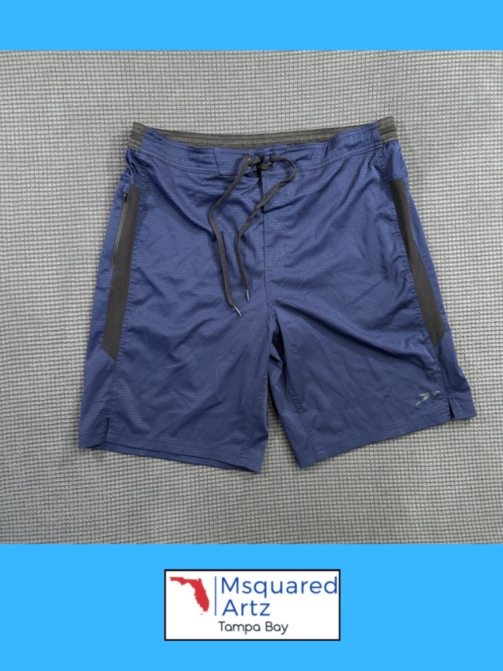 Speedo Blue Swim Trunks XL Athletic Board Shorts Drawstring Pockets